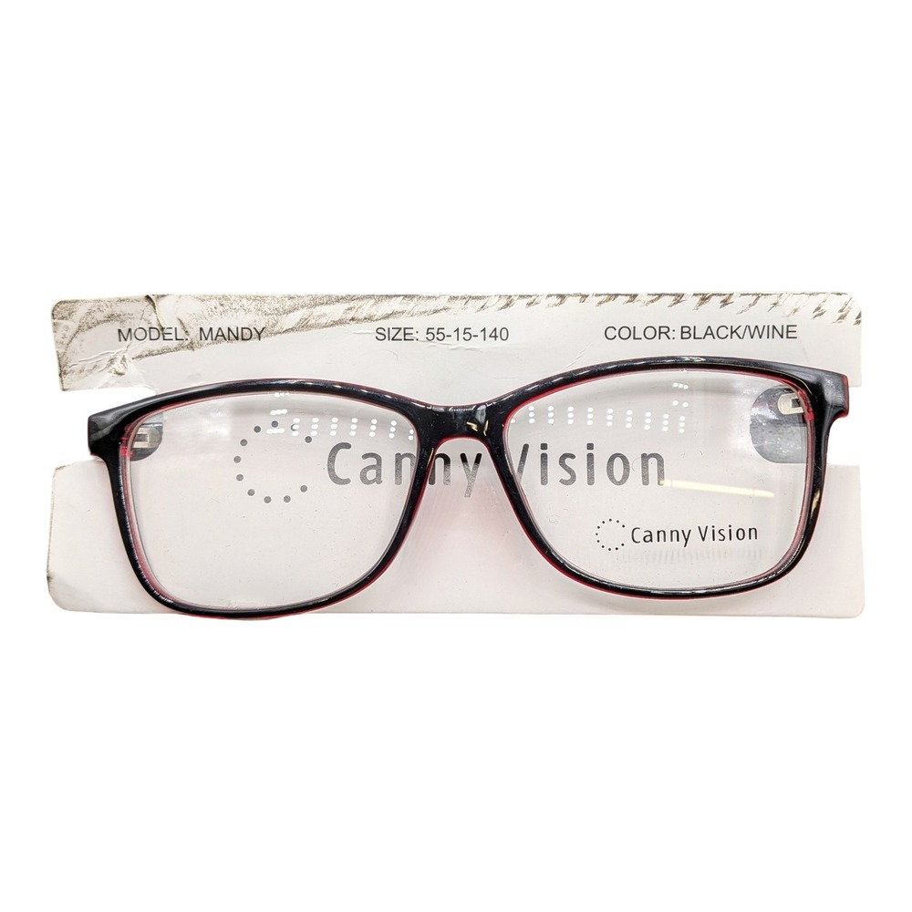 Canny Vision Mandy Eyeglasses Frames Black Wine 55-15-140 Rectangular - Picture 6 of 6
